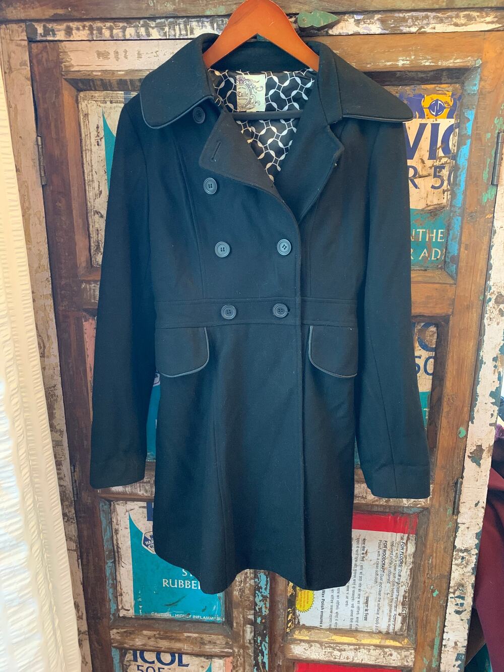 Anthropologie Tulle Black wool coat